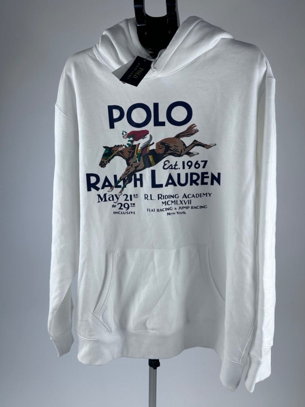 Polo Ralph Lauren White Hoodie XXL Horse Graphic NWT